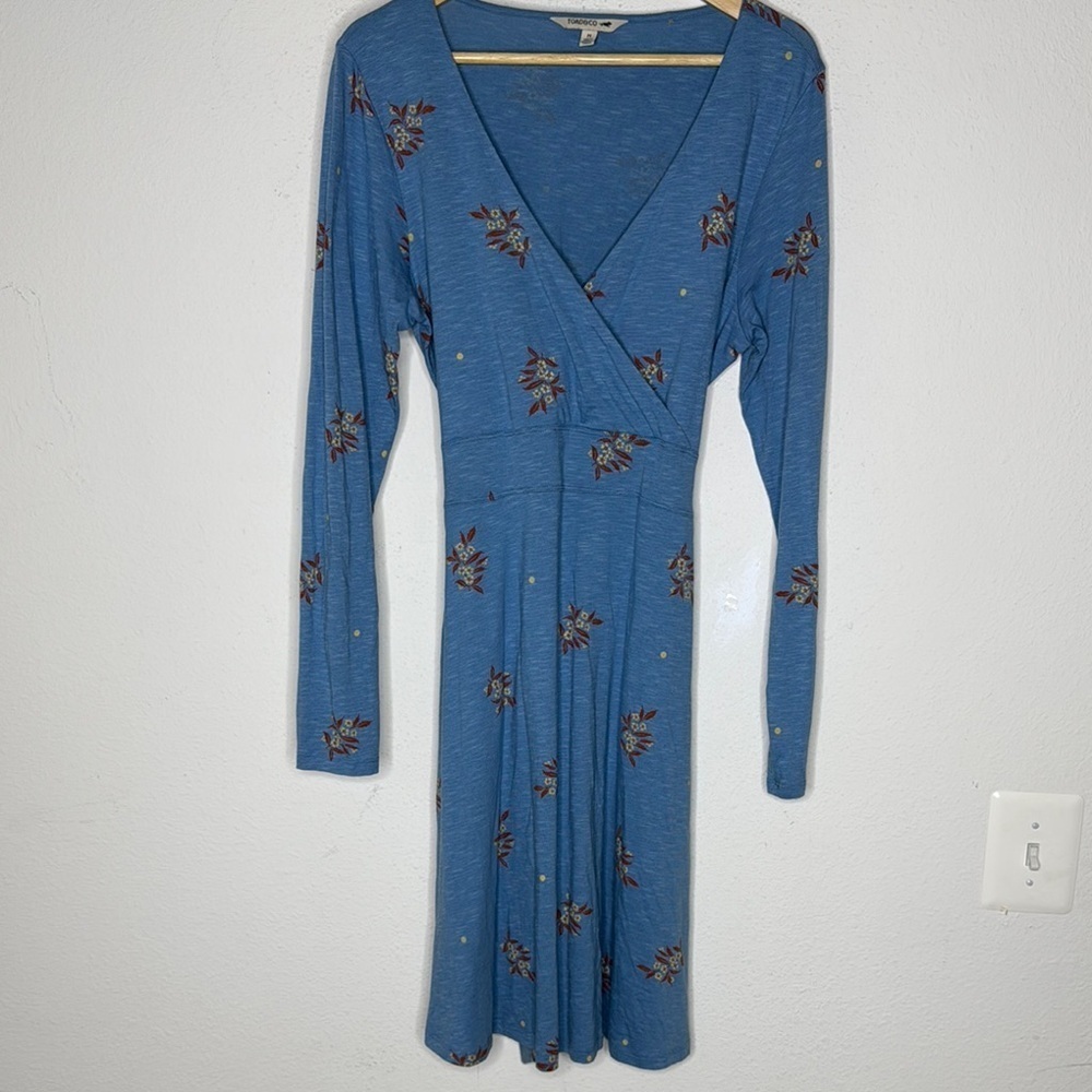 Toad & Co wrap blue floral wrap dress size medium